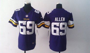 Women NEW Minnesota Vikings 69 Jared Allen Purple Jerseys(2013)