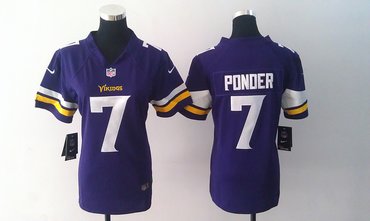 Women NEW Minnesota Vikings 7 Christian Ponder Purple Jerseys(2013)