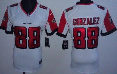 Women NEW NFL Atlanta Falcons 88 Tony Gonzalez White jerseys