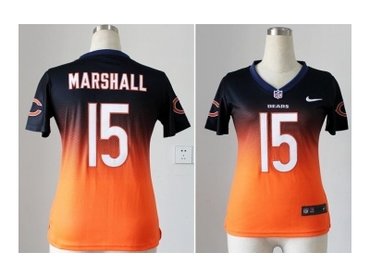 Women NEW NFL Chicago Bears 15 Brandon Marshall Black Orange Drift Fashion II Jerseys