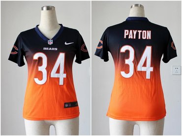 Women NEW NFL Chicago Bears 34 Walter Payton Black Orange Drift Fashion II Jerseys