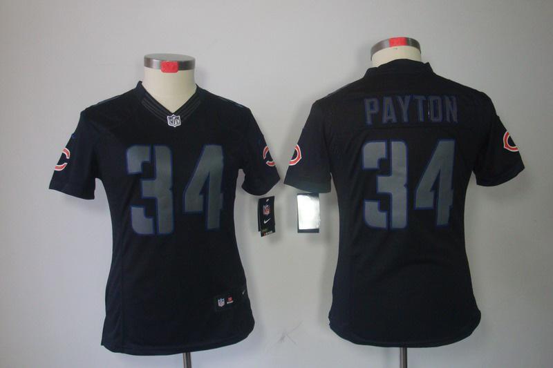 Women NEW NFL Chicago Bears 34 Walter Payton Impact Limited Black Jerseys