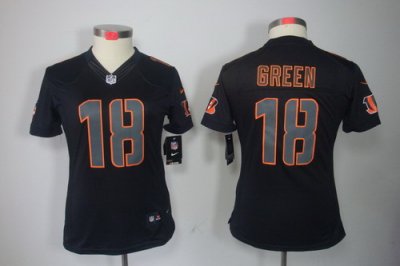 Women NEW NFL Cincinnati Bengals #18 A.J. Green Black Jerseys(Impact Limited)