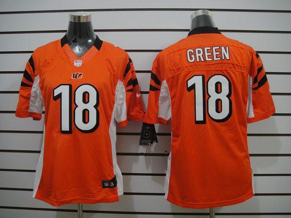 Women NEW NFL Cincinnati Bengals 18 A.J. Green Orange Jerseys