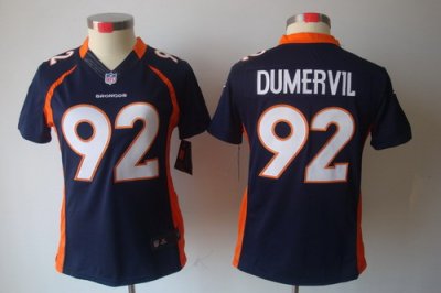2012 Women NEW NFL Denver Broncos 92 Elvis Dumervil Blue Jerseys