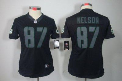 Women NEW NFL Green Bay Packers 87 Jordy Nelson Impact Limited Black Jerseys