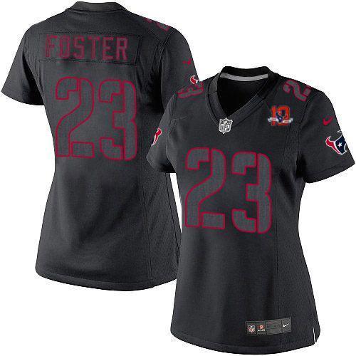 Women NEW NFL Houston Texans 23 Arian Foster Impact Limited Black Jerseys W 10th Patch