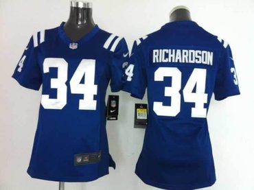 Women NEW NFL Indianapolis Colts 34 Trent Richardson Blue Jerseys