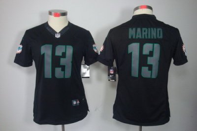 Women NEW NFL Miami Dolphins 13 Marino black jerseys(impact limited)