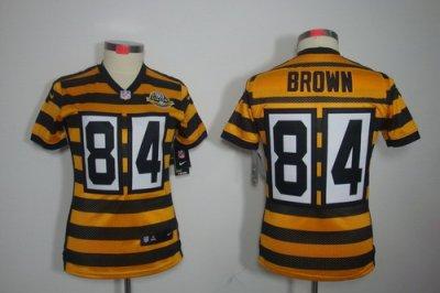 Women NEW NFL Pittsburgh Steelers #84 Antonio Brown Yellow 80TH Throwback Jerseys
