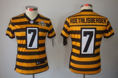 Women NEW NFL Pittsburgh Steelers 7 Ben Roethlisberger Yellow 80TH Throwback Jerseys
