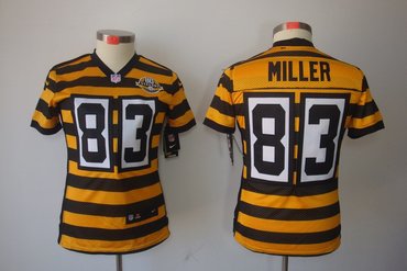 Women NEW NFL Pittsburgh Steelers 83 Heath Miller Yellow 80TH Throwback Jerseys