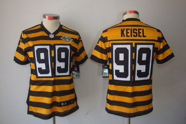 Women NEW NFL Pittsburgh Steelers 99 Keisel Yellow 80TH Throwback Jerseys