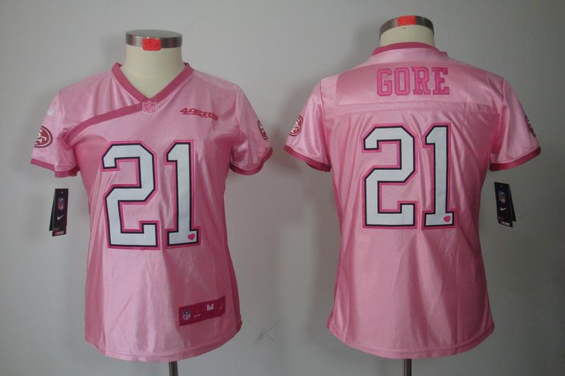 Women NEW NFL San Francisco 49ers #21 Frank Gore Pink Jerseys