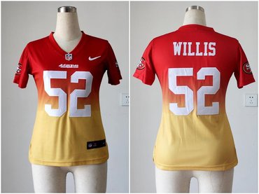 Women NEW NFL San Francisco 49ers 52 Patrick Willis Red-Yellow Drift Fashion II Jerseys
