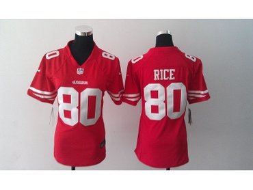 Women NEW NFL San Francisco 49ers 80 Jerry Rice Red Jerseys