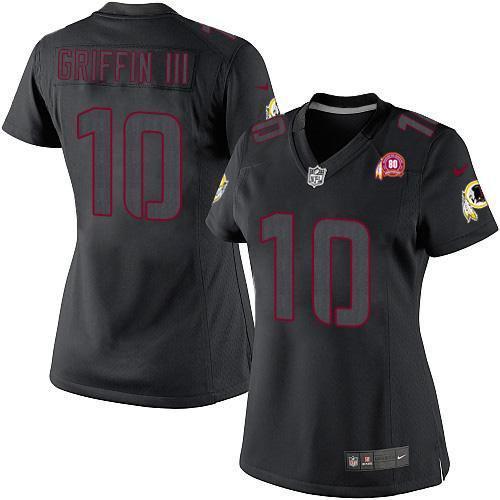 Women NEW NFL Washington Redskins 10 Robert Griffin III Impact Limited Black Jerseys W 80th Patch