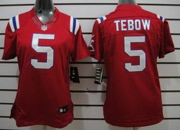 Women NEW New England Patriots 5 Tim Tebow Red NFL Jerseys