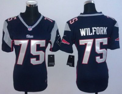 Women NEW New England Patriots 75 Vince Wilfork Blue Jerseys