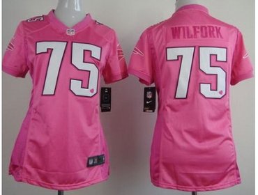 Women NEW New England Patriots 75 Vince Wilfork Pink Love NFL Jerseys