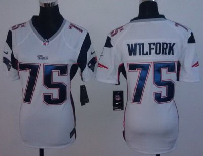 Women NEW New England Patriots 75 Vince Wilfork White Jerseys