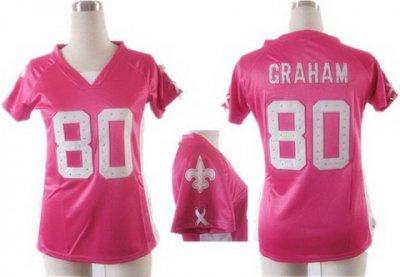 Women NEW New Orleans Saints #80 Jimmy Graham Pink Womens Draft Him II Top Jerseys