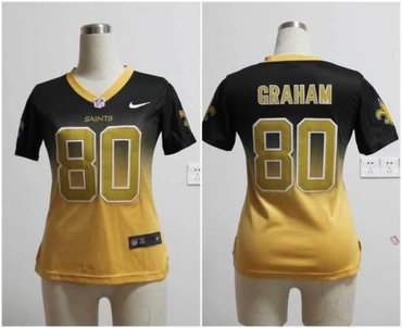 Women NEW New Orleans Saints 80 Jimmy Graham Black Yellow Drift Fashion II Jerseys