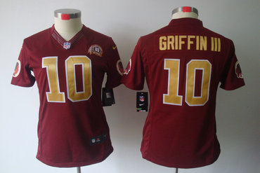 Women NEW Nfl Washington Redskins 10 Robert Griffin III Red Jerseys (80 anniversary)