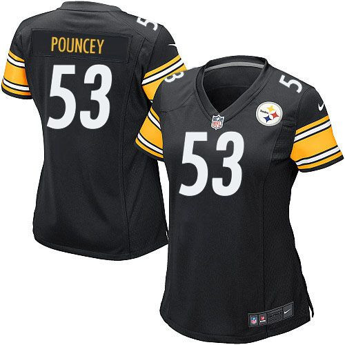 Women NEW Pittsburgh Steelers #53 Maurkice Pouncey Black Team Color Stitched NFL Elite Jersey