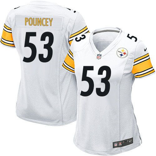 Women NEW Pittsburgh Steelers #53 Maurkice Pouncey White Stitched NFL Elite Jersey