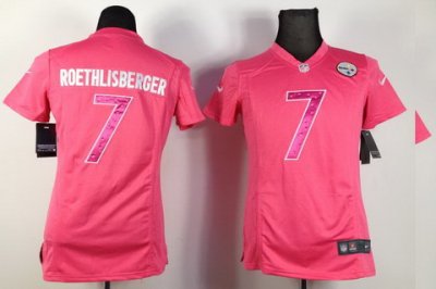 Women NEW Pittsburgh Steelers #7 Ben Roethlisberger Pink NFL Jerseys