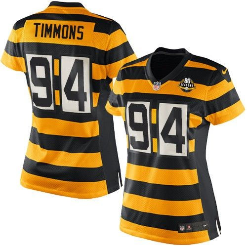 Women NEW Pittsburgh Steelers #94 Lawrence Timmons Yellow Black Alternate Stitched NFL Elite Jersey
