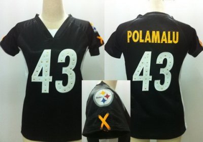 NFL Women NEW Pittsburgh Steelers 43 Troy Polamalu Black Womens Draft Him II Top Jerseys