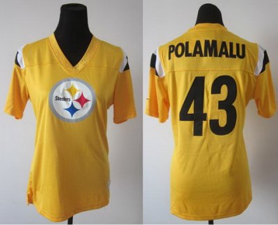 Women NEW Pittsburgh Steelers 43 Troy Polamalu Yellow FEM FAN Field Flirt Fashion Jerseys