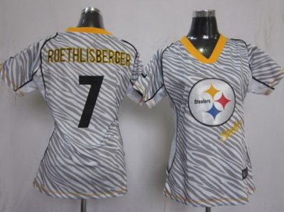 2012 Women NEW Pittsburgh Steelers 7 Ben Roethlisberger FEM FAN Zebra Jerseys