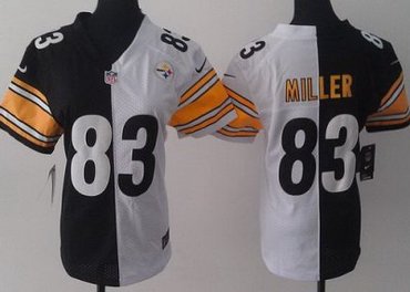 Women NEW Pittsburgh Steelers 83 Heath Miller White Black Split NFL Jerseys