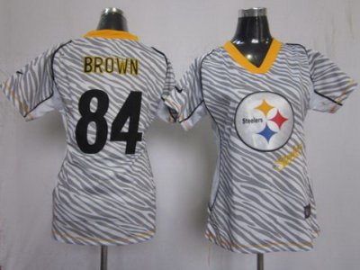 2012 Women NEW NFL Pittsburgh Steelers 84 Antonio Brown FEM FAN Zebra Jerseys