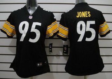 Women NEW Pittsburgh Steelers 95 Jarvis Jones Black NFL Jerseys