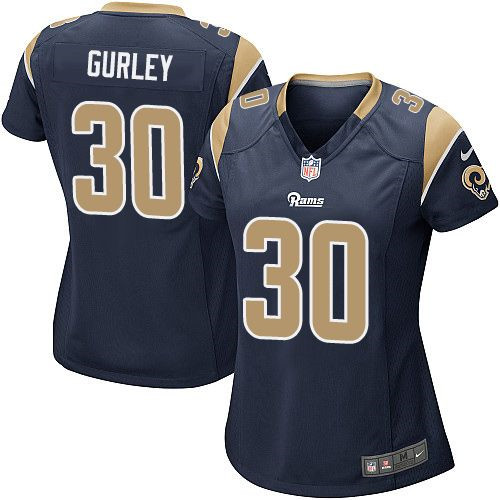 Women NEW Rams #30 Todd Gurley Navy Blue Team Color Stitched NFL Elite Jersey