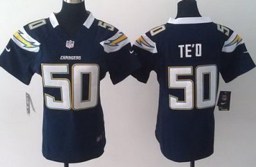 Women NEW San Diego Chargers 50 Manti TE'O Blue NFL Jerseys