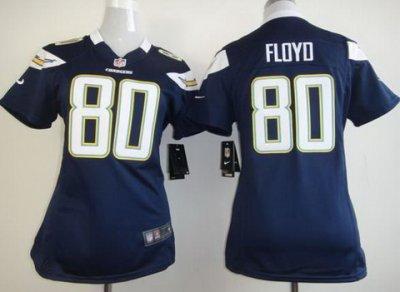 Women NEW San Diego Chargers 80 Floyd Dark Blue Jerseys