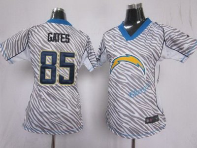 Women NEW San Diego Chargers 85# Antonio Gates FEM FAN Zebra NEW NFL Jerseys