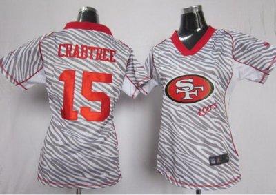 Women NEW San Francisco 49ers #15 Michael Crabtree FEM FAN Zebra Jerseys