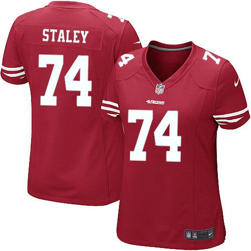 Women NEW San Francisco 49ers #74 Joe Staley Red Team Color Stitched NFL Elite Jersey
