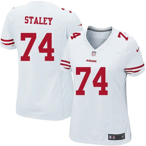 Women NEW San Francisco 49ers #74 Joe Staley White Stitched NFL Elite Jersey