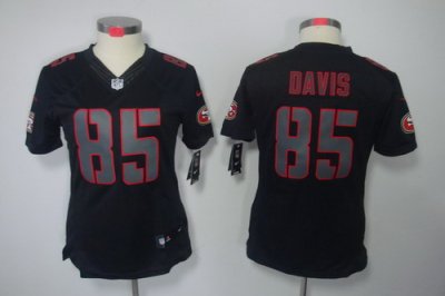 Women NEW San Francisco 49ers #85 Vernon Davis Black Jerseys(Impact Limited)