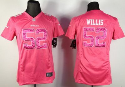 Women NEW San Francisco 49ers 52 Patrick Willis Pink NFL Jerseys