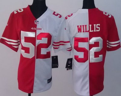 Women NEW San Francisco 49ers 52 Patrick Willis White Red Split NFL Jerseys