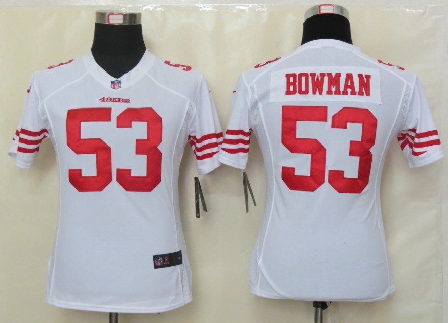 Women NEW San Francisco 49ers 53 Navorro Bowman White Jerseys