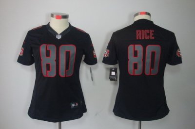 Women NEW San Francisco 49ers 80 Jerry Rice Black Jerseys(Impact Limited)